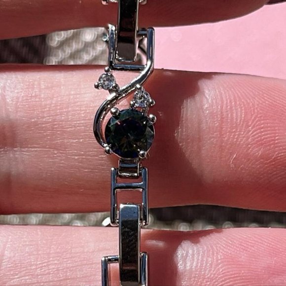 Multi colored zircon set ring size 8 removable link bracelet 7-8in - Picture 5 of 8